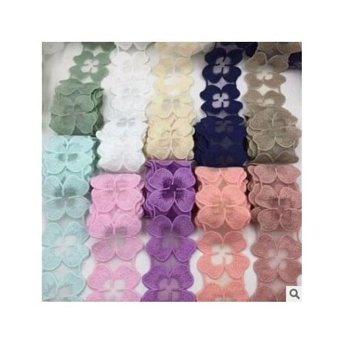 3Yards/pack Exquisite Cotton Four Petal Mesh Embroidery DIY Handmade Clothing Accessories Lace Width 5 cm