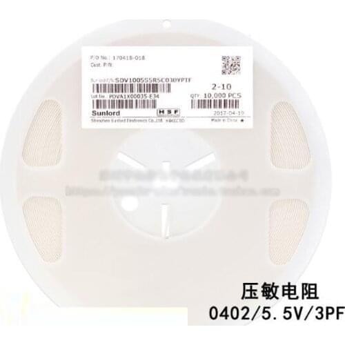 500pcs/lot SMD 0402 Voltage Dependent Resistor VDR 5.5V 3PF SDV1005S5R5C030YPTF Varistor Resistor