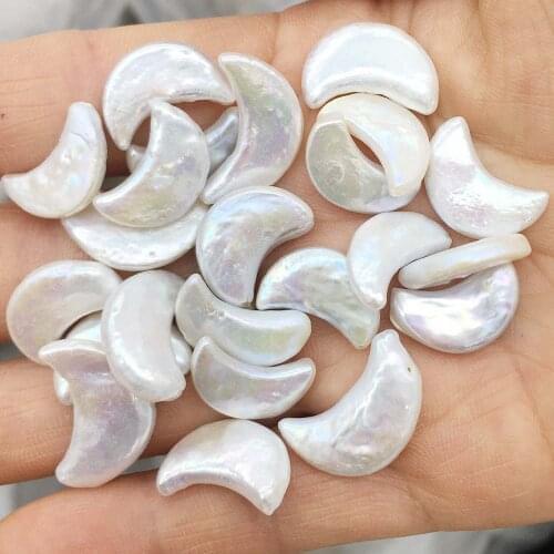 6 pcs/lot pearl beads, KESHI PEARL ,100% nature freshwater MOON SHAPE baroque pearl . half drilled hole