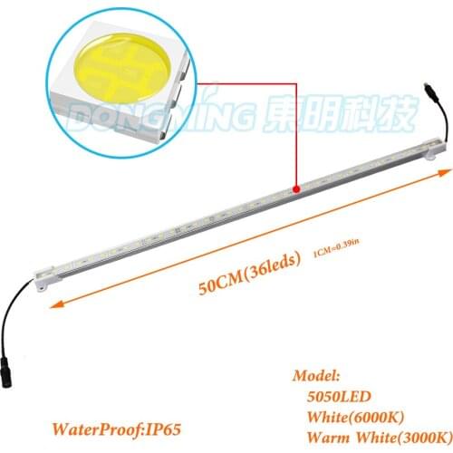 Aluminium U Profile 0.5m LED luces Strip ip65 waterproof 5050 smd 36leds 12V led luces bar light jewelry showcase lighting