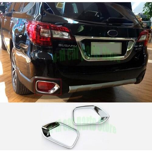 Car detector frame stick ABS Chrome cover trim back tail rear fog light lamp part 2pcs for subaru Outback 2015 2016 2017 2018