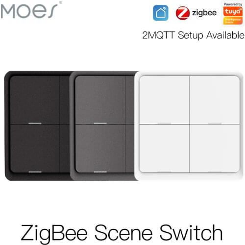 4 Gang Tuya ZigBee Wireless 12 Scene Switch Push Button Controller By battery 2MQTT Setup Automation Scenario for Tuya Devices