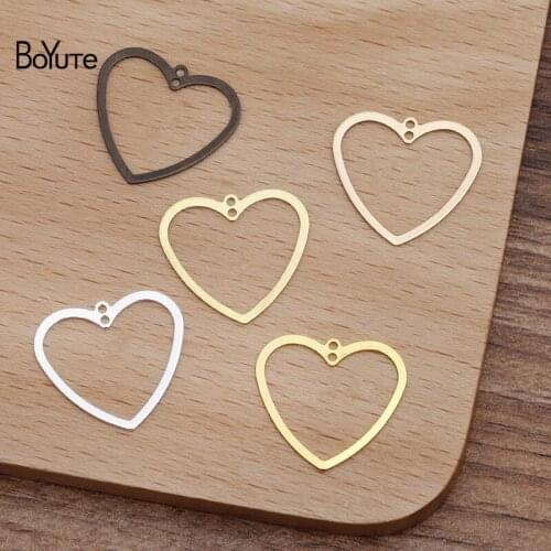 BoYuTe (100 Pieces/Lot) 20MM 30MM Metal Brass Heart Charms Connector Diy Hand Made Jewelry Findings Components