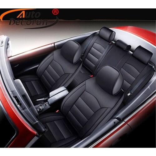 AutoDecorun Cowhide Leather Car Seat Cover for Ford Edge Automobiles Seat Cover 2011-2012 Car Seat Supports Interior Accessories