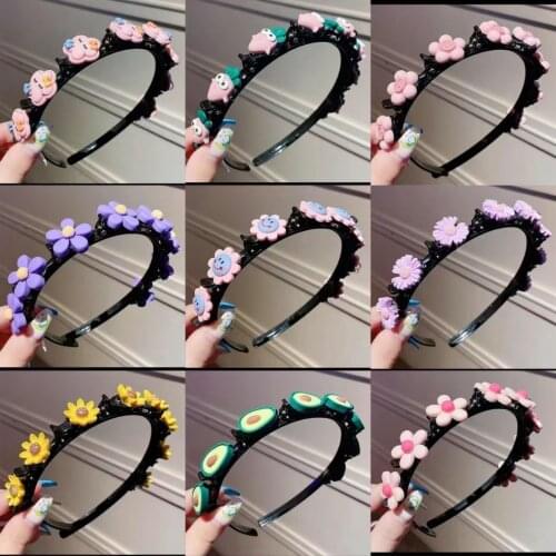 Children Hair Accessories 2021 Fashion New Young Girls Flower Kawaii Sweet Hairstyle Double Bangs Headband with Hairpin Clips