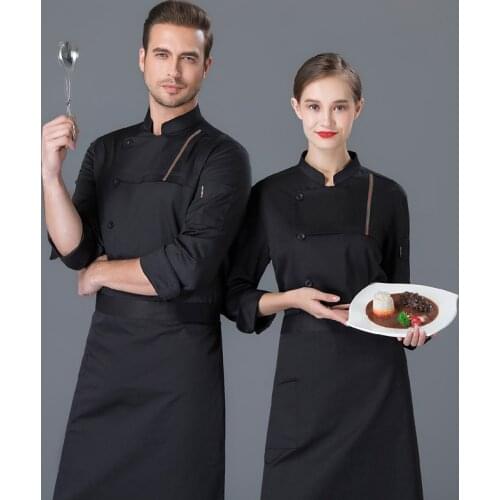 Breathable Single-breasted Chef Uniform Long Sleeve Hotel Food Service Kitchen Cooking Jacket Unisex Restaurant Work Clothing