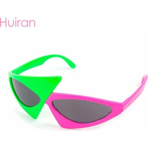 HUIRAN Pink Green Asymmetric Glasses Novelty Items Novelty Products Hip Hop Style Sunglasses Birthday Party Supplies Kids Favors