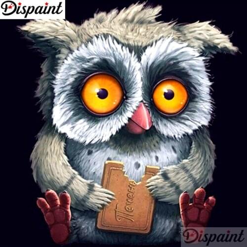 Dispaint Full Square/Round Drill 5D DIY Diamond Painting "Animal owl" Embroidery Cross Stitch 3D Home Decor A10668