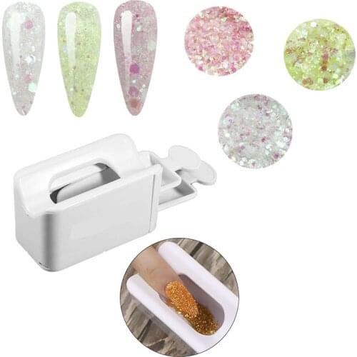 Nail Dip Powder Recycling Box Two Layer With Funnel Dip&Glitter Powder Safe Container Dipping Powder Art Recovery Tray Saver