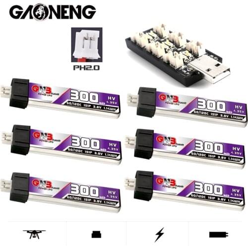 GNB 1S HV Lipo Battery 300mAh 60C/120C PH2.0 With Charger for US65 UK65 Inductrix Beta65S URUAV UR65 Mobula7 Tiny Whoop Drone