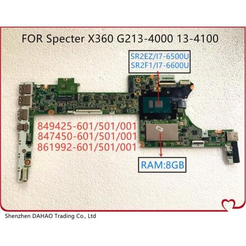Laptop motherboard For 861992-501 849425-601 847450-601 DAY0DDMBAE0 HP Spectre X360 G2 13-4000/4100 With I7 CPU 8GB 100% TEST OK
