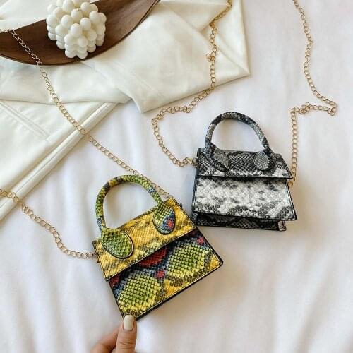 Fashion Snake Skin Women Shoulder Handbag Totes PU Mini Chain Crossbody Bags Popular Simple Female Daily Bag