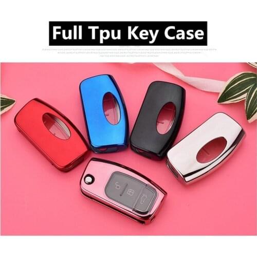 Soft Tpu Full Car Key Case Cover for Ford Fiesta Focus 2 Ecosport Kuga Escape Car Flip folding Remote key Case 3 Buttons