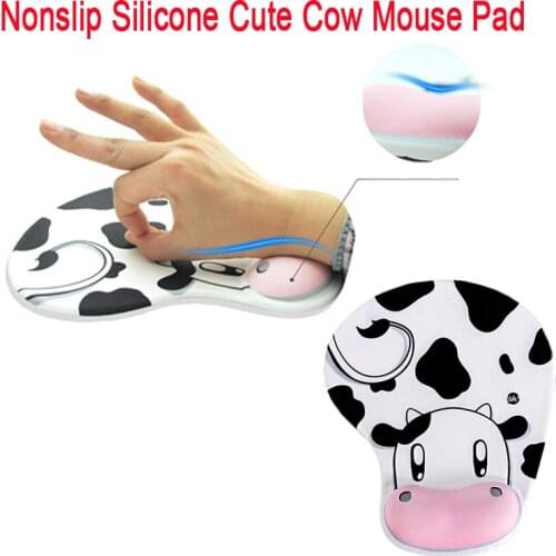 Cute Animal Cow Soft Feel Non-slip Silicone Memory Foam Comfort Wrist Support Mouse Pad Mouse Pad PC Computer Wrist Rest