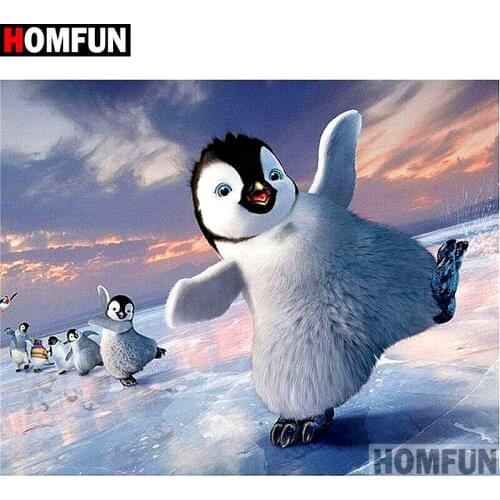 HOMFUN Full Square/Round Drill 5D DIY Diamond Painting "penguin" Embroidery Cross Stitch 5D Home Decor A01814