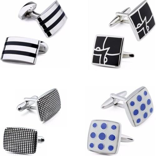 HAWSON 4 Pairs Cufflinks Set for Men Square Enamel Cufflinks High Quality Best Wedding Shirt Accessories Promotion