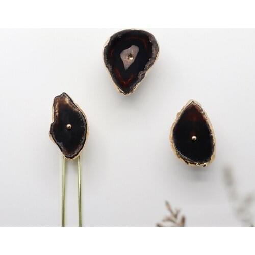 Natural Agate + Brass Knob Wine Cupboard Wardrobe Door furniture Drawer Pulls Kitchen Green Cabinet Knobs