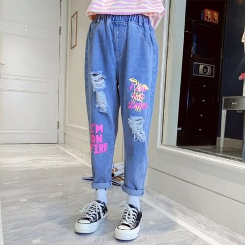 OBOVATUS Ripped Jeans For Girls