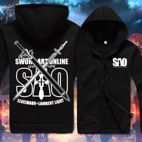 Anime Sword Art Online Cosplay Autumn and winter casual fashion zipper long sleeves Hoodies / Sweatshirts