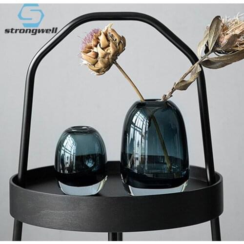 Strongwell Nordic Thick Transparent Glass Vase Hydroponic Transparent Flower Vase Desktop Crafts Home Decoration Wedding Gift