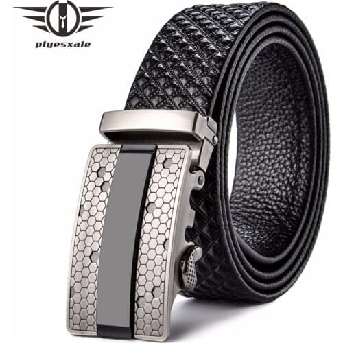 Plyesxale Mens Designer Belts 2018 Brand Genuine Leather Belt Cowboy Mens Luxury Belts Plaid Casual Strap cinturones hombre B60