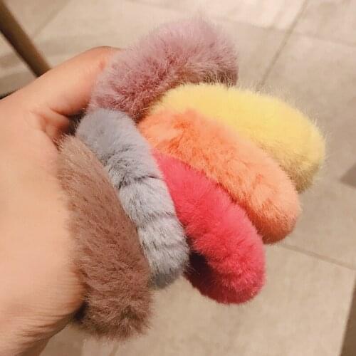 1PCS Autumn and winter color wild plush Sweet furry hair ring Scrunchies for Women Elastic Girls Hair Accessories