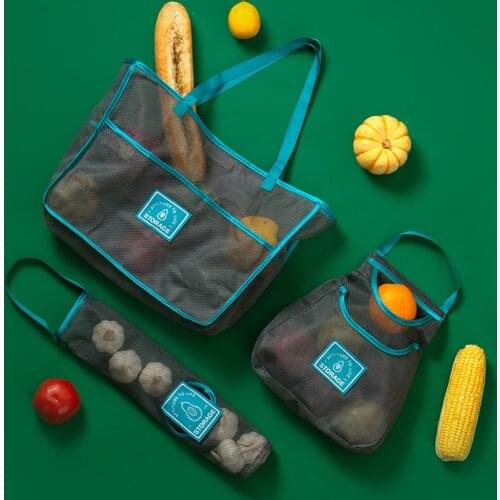 Kitchen Vegetable Onion Potato Storage Hanging Bags Hollow Breathable Mesh Bag Kitchen Garlic Ginger Mesh Storage Bags