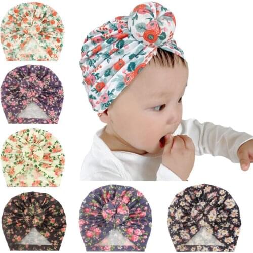 Floral Baby Hat for Girls Cotton Baby Turban Beanie Hats Toddler Photography Props Newborn Beanie Cap Infant Accessories