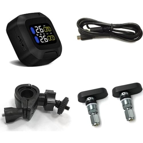 Motorcycle Tire Alarm 2 External Sensor Moto TPMS System External Digital LCD Monitor Safety Alarm