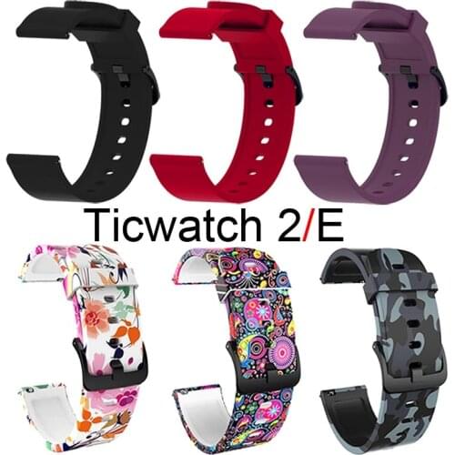 Silicone Strap 20mm For Ticwatch 2/E Bracelet Smart Watch Band Replacement Wristband Soft Silicone Camouflage Watchband Women