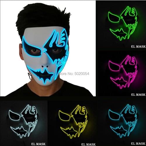 GZYUCHAO EL EL Wire Light Mask LED Lighting Flashing Mask with 3V Steady on Inverter for Halloween Party Supplies