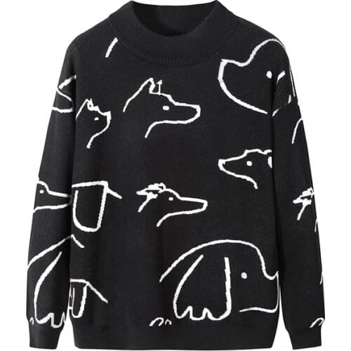 Sweater Men Clothing Autumn Pullover Pull Homme Sweater Coat Embroidery Cartoon Dog Knitted Sweater Pullovers Clothes for Men