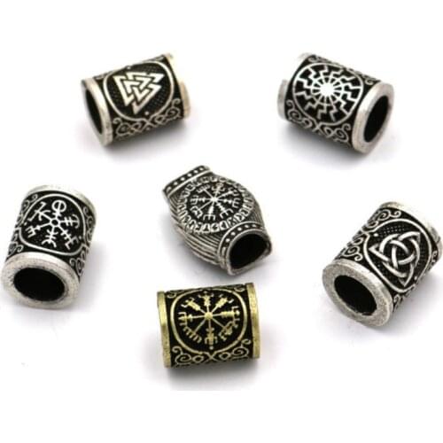 Vintage Hair Braid Beard Large Hole Bead Dreadlock Charms Antique Silver Hair Braid Clips Cuffs Rings Braiders Hair Accessories