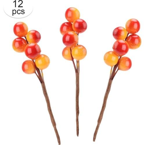 Holly Berries And Holly Leaves Artificial Christmas Festival Supplies 12psc 9cm Durable Home Holiday Craft Simulation Decoration