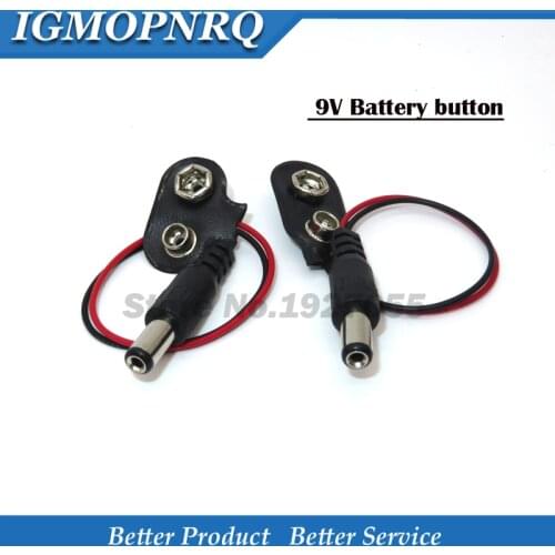 10pcs 90 DC 10CM 9V Battery button plug for Mega 2560 1280 UNO R3 132 9V battery buckle