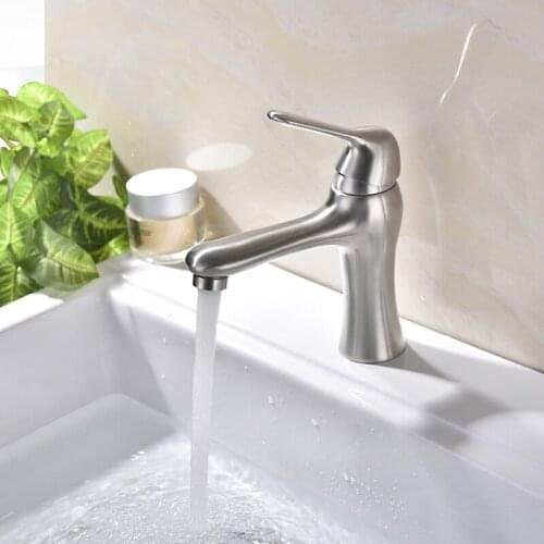 Factory sales Single Handle Bathroom Sink Faucet Stainless Steel Basin Mixer Taps,Nickle Finish Finish--MD667