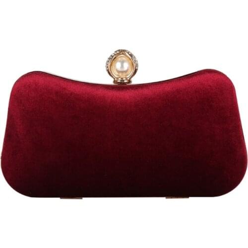 Women Evening Shoulder Bag Bridal Velvet Clutch Party Prom Wedding Crossbody Handbag Purse G5AE