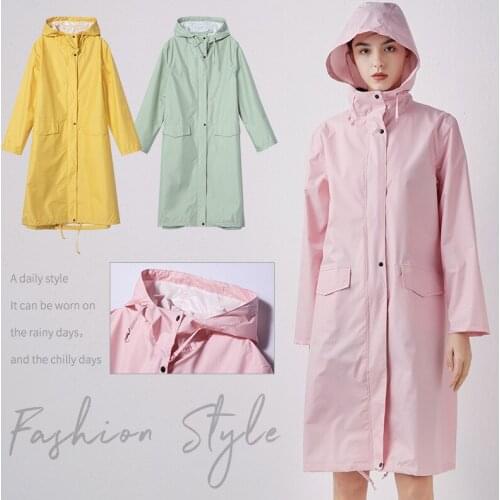 Women New Stylish Long Raincoat Waterproof Rain Jacket With Hood