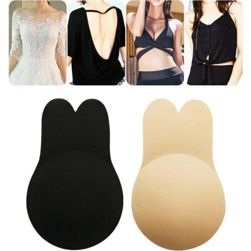 1 Pair Strapless Adhesive Silicone Stick On Rabbit Bra Tape Plus Size Reusable Lift Up Invisible Bra Tape Push Up Sexy Bralette