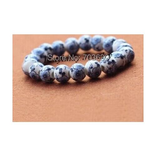 10mm Chinese Ceramic Stretchy Bracelet Traditional Plum Blossom Bracelet Promotion Gift 12pcs/lot