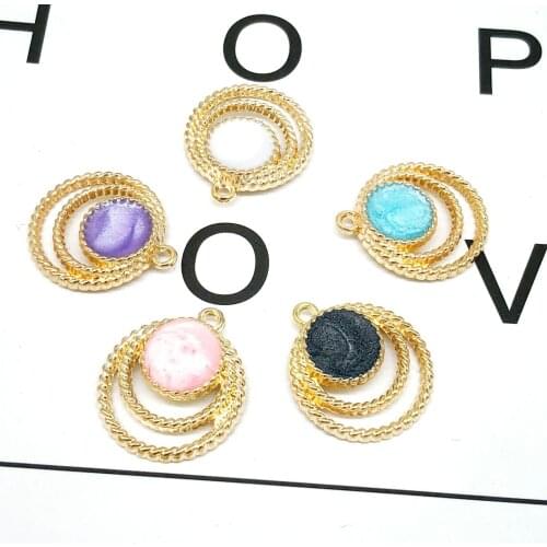 10pcs New Ripple Overlay Pearl Circle DIY Jewelry Pendant Earrings Pendant