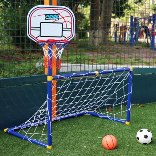 2 in1 Outdoor Mini Football Soccer Ball Goal Post Basketball Net Set Kids Sport Outdoor Home Game Toy Child Birthday Gift