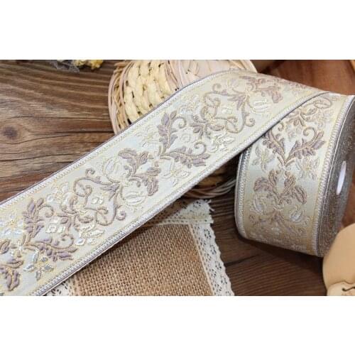5yards/lot Woven Jacquard Ribbon Flowers Embroidered 5.7cm ls-0014