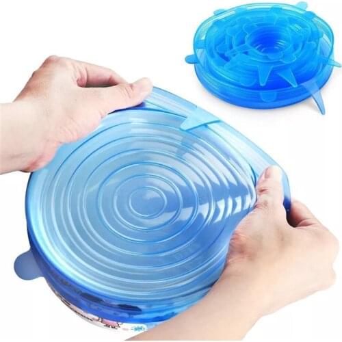 6/12 Pcs Reusable Silicone Strech Lids Universal Leakproof Bowl Pot Lid Food Fresh Covers Microwave Cover Silicone Lid Kitchen 5