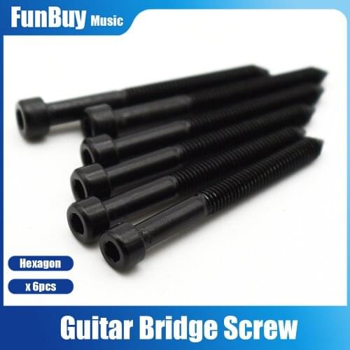 6pcs Electric Guitar Bass String Lock Hexagon Screws for Tremolo Bridge M4*43MM Electric Guitar Accessories