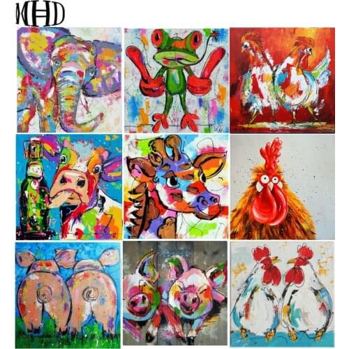 MHD Full square & round diy diamond painting watercolor chicken pig cow crystal decoration 3d embroidery mosaic childrens gift