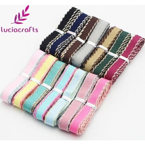 Lucia crafts 5yards/10yards 10mm Multi colors option Grosgrain Ribbon Bows with edge Party gift Decoration Craft T0402