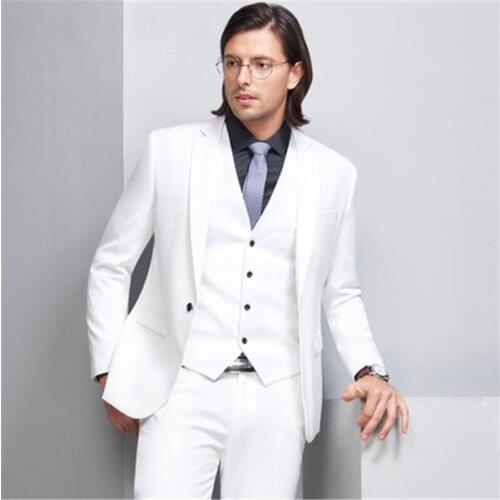 White High Quality Terno Slim Fit Formal Blazer 3Pieces Wedding Suits For Men Custome Homme Tuxedos Jacket+Pant+Vest