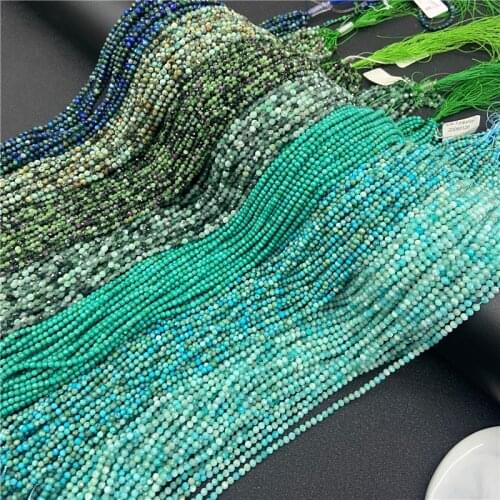 Wholesale Size 2mm 3mm Natural Faceted Round Green Gemstones Spacer Beads For Jewellery Making Necklace Bracelets Anklets Diy