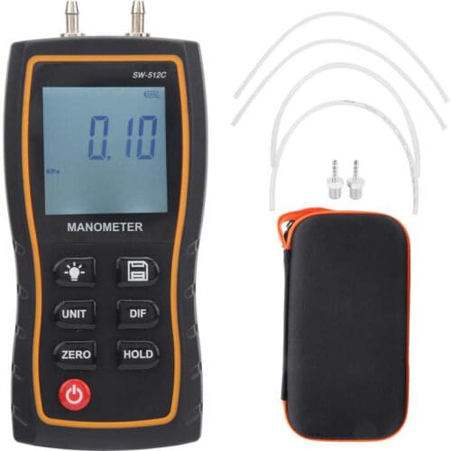SW-512C Digital Manometer HVAC Air Pressure Gauge Differential Air Pressure Tester Tool